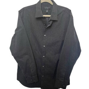 Banana Republic Factory Slim Fit Dress Shirt Black White Size Large